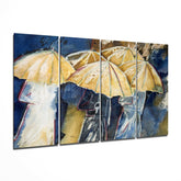 Umbrellas 4 Pieces Mega Glass Wall Art (59"x36") | Insigne Art Design.